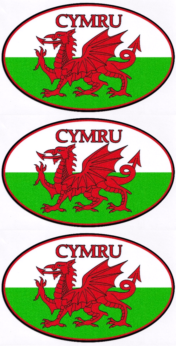 Cymru welsh dragon flag Wales vinyl stickers 180mm