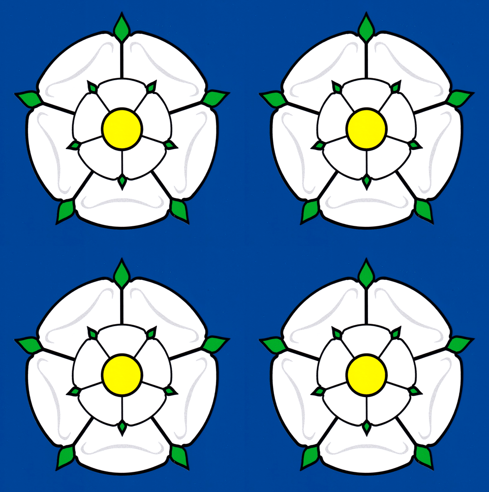 White rose of York flower vinyl stickers Yorkshire emblem 100mm