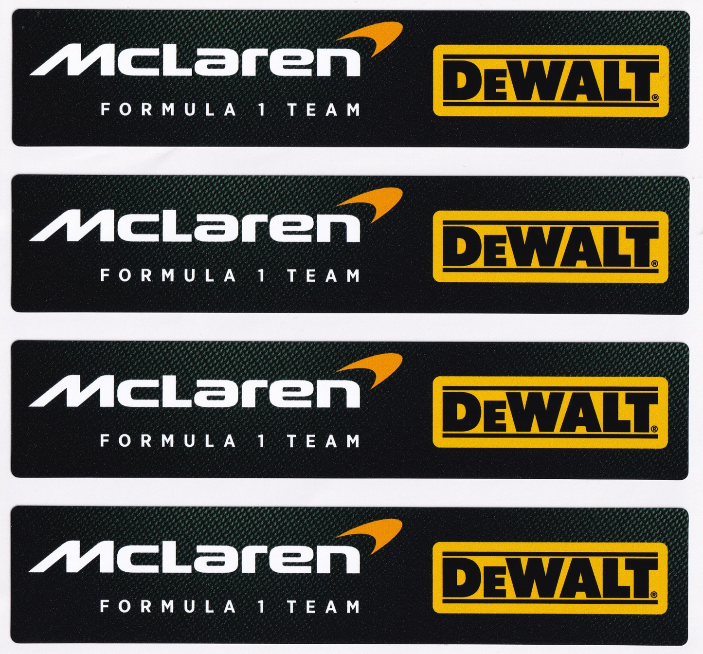4x...150X30MM DEWALT MCLAREN FORMULA 1 TEAM RACING TOOLS CAR VINYL STICKERS