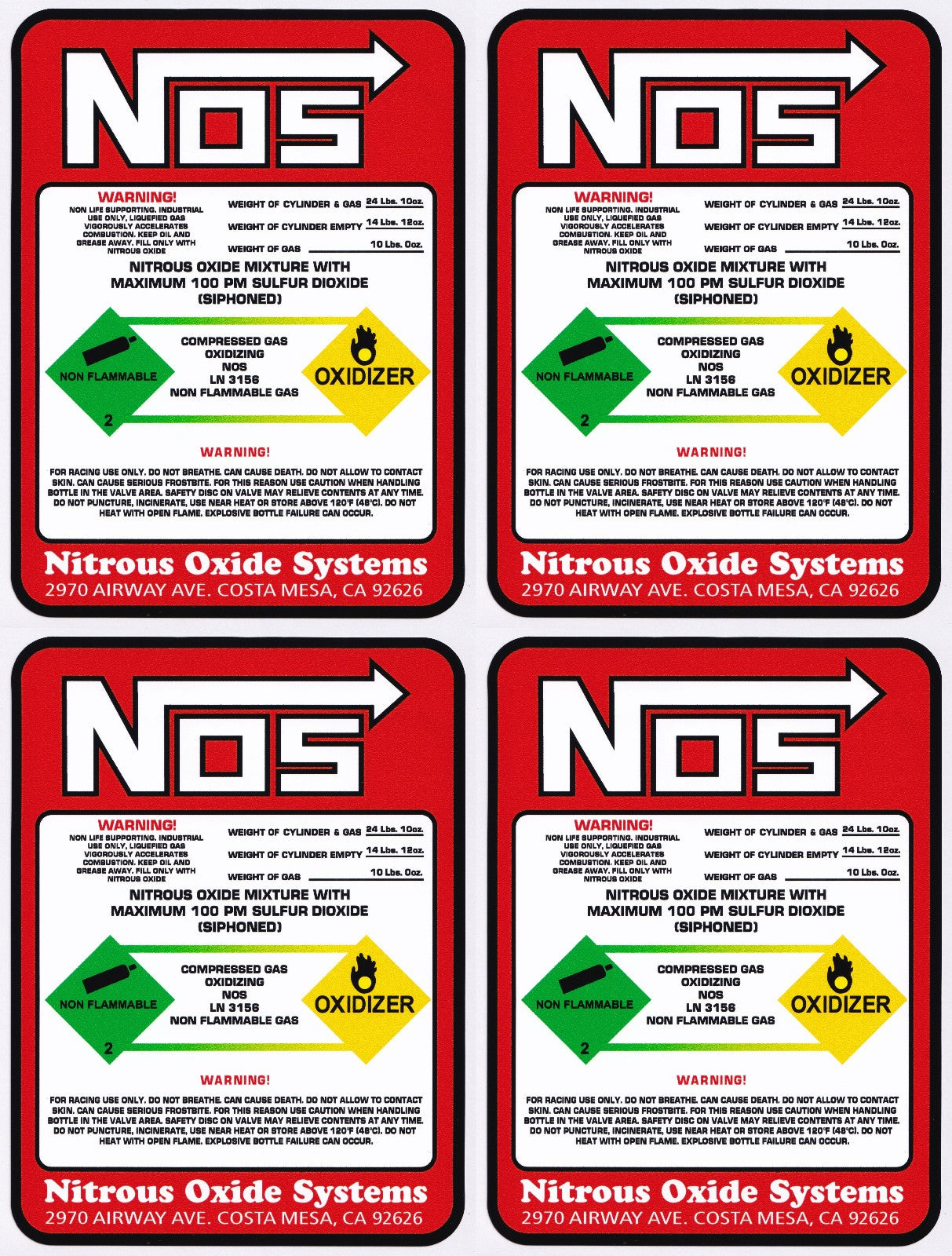 NOS Systems Decal Vinyl Stickers 100mm