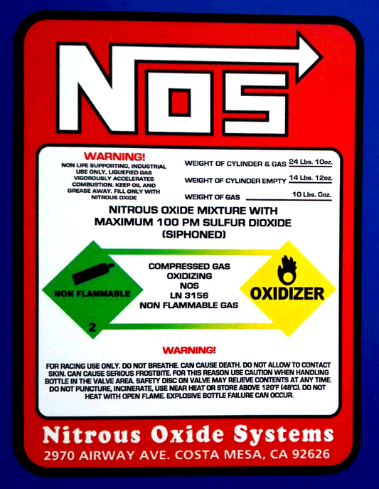 NOS Systems Decal Vinyl Stickers 150mm