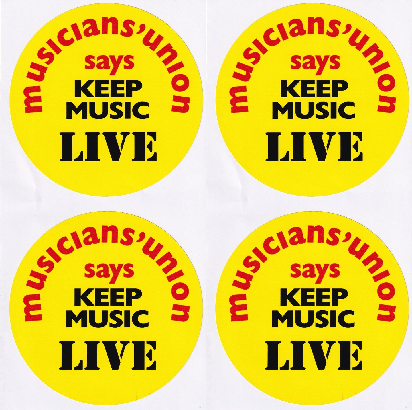 Musicians union keep music live vinyl stickers 100mm