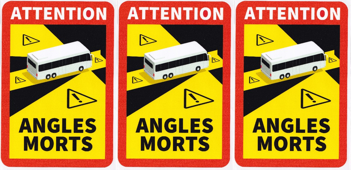 ANGLES MORTS French blind spot motorhome & camper laminated x 3 170mm
