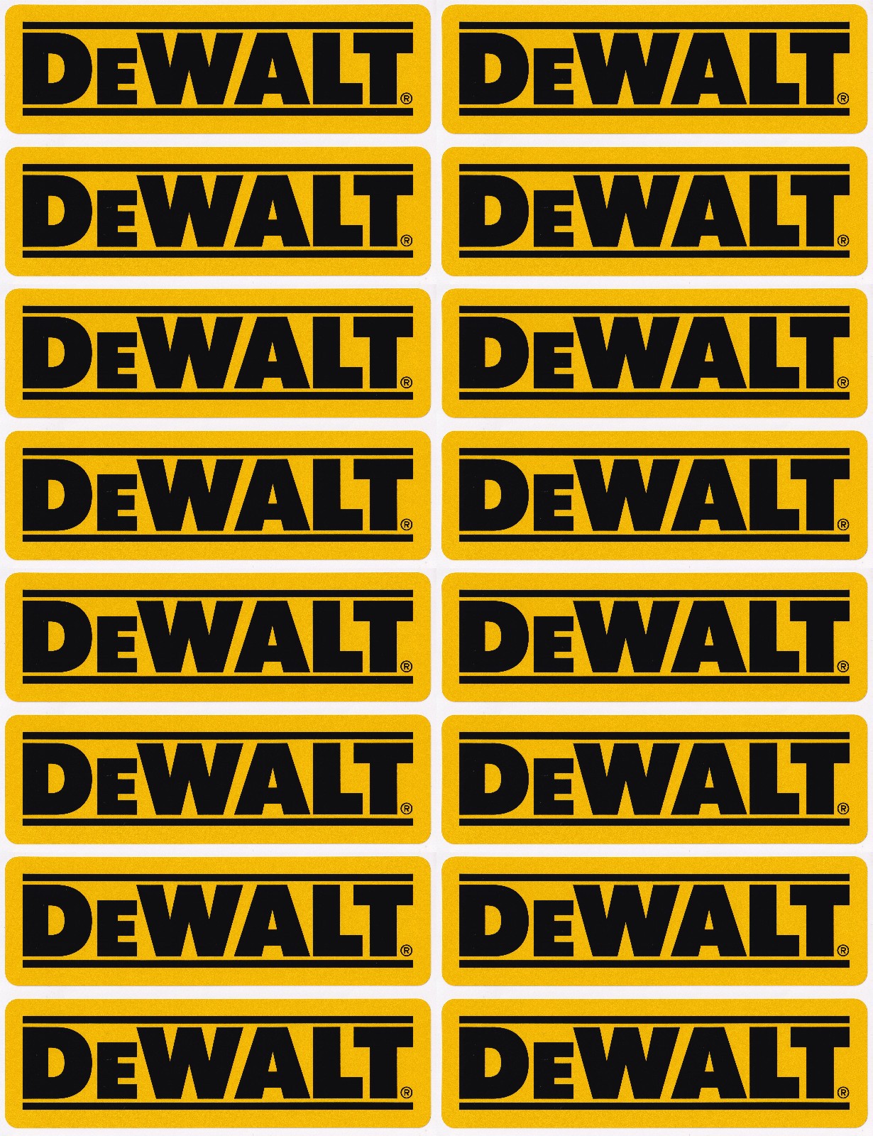 Dewalt tools car workshop toolbox garage vinyl stickers black text 70mm