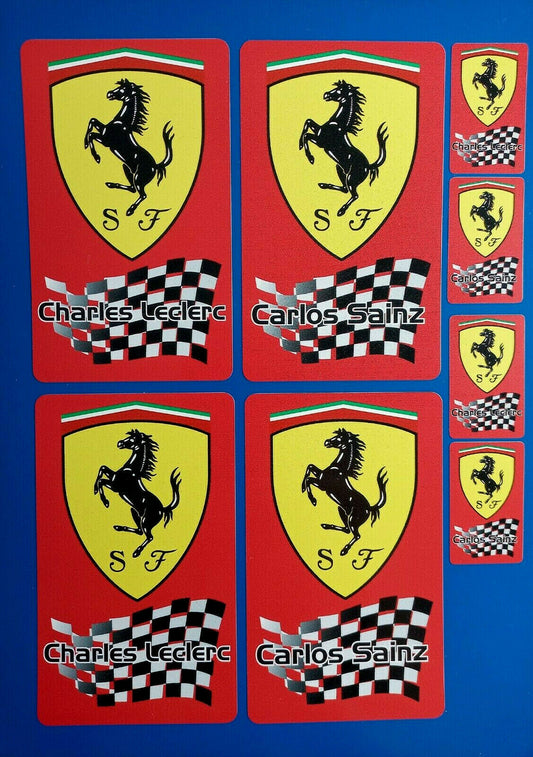 Ferrari F1 Charles LeClerc Carlos Sainz Racing Decal Helmet Stickers
