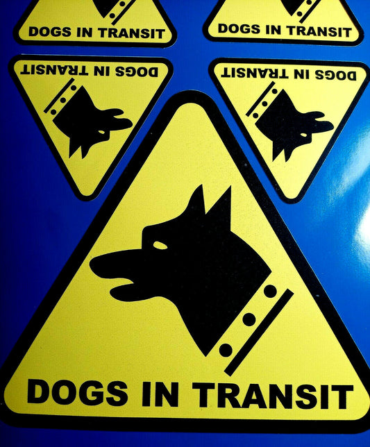 Dogs In Transit Stickers Warning Sign Decal Vinyl