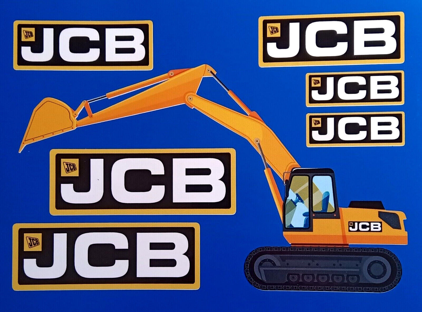 Jcb Logo And Digger Vinyl Decal Stickers set
