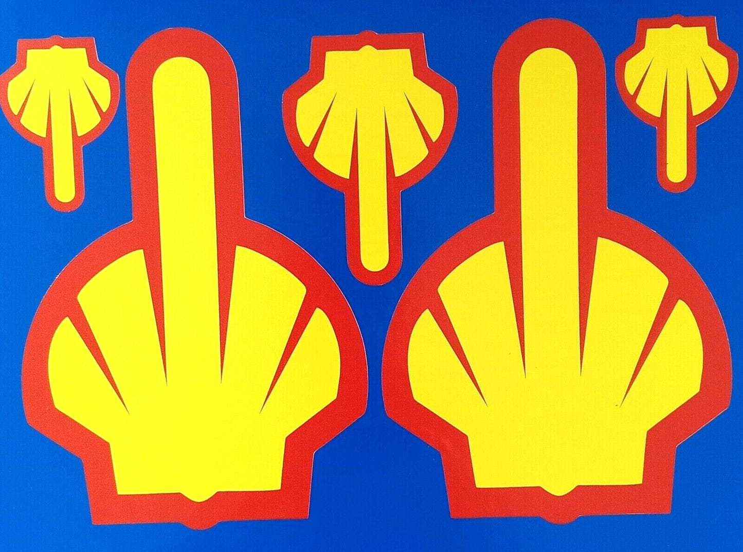 Shell Oils 1980 Logo Classic Retro With Finger Vinyl Decal Stickers set