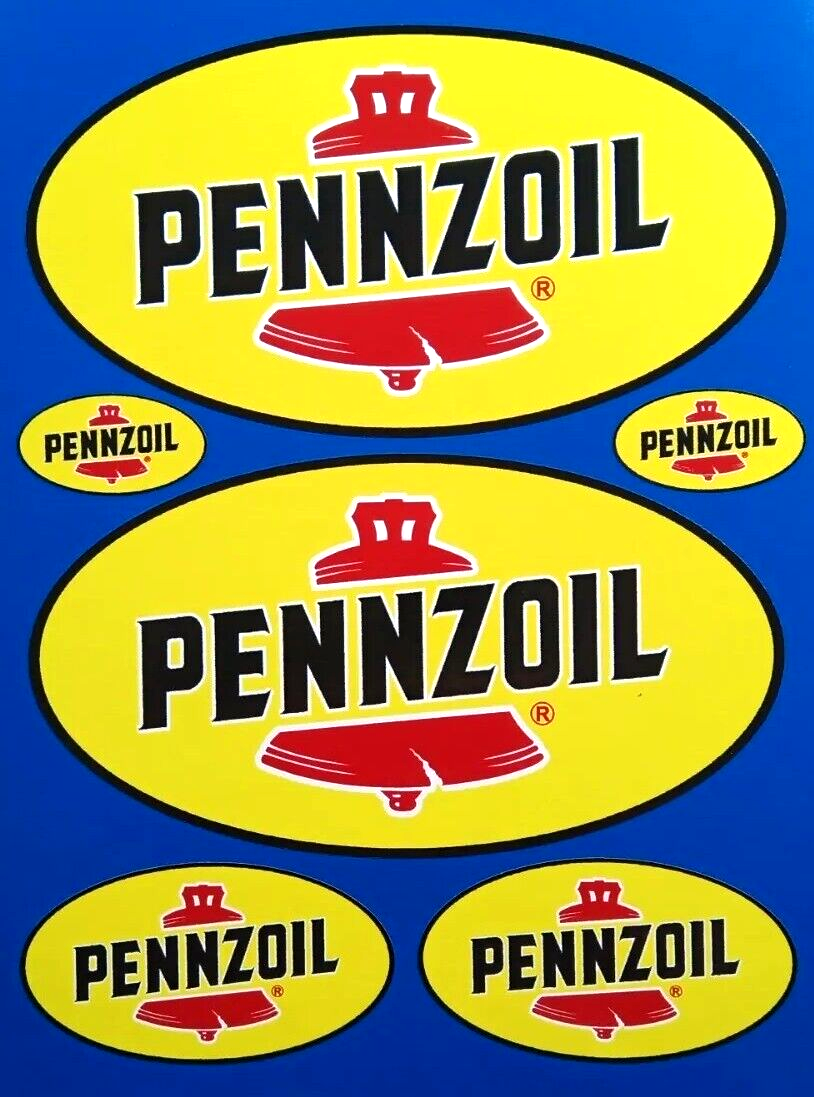 Pennzoil Decal Vinyl Stickers X 6 Petrolania Nascar/Classic Car set