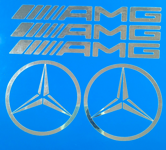 AMG Mercedes Chrome Metallic Decal Vinyl Sticker