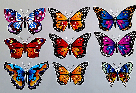 Butterfly Decal Stickers X 9