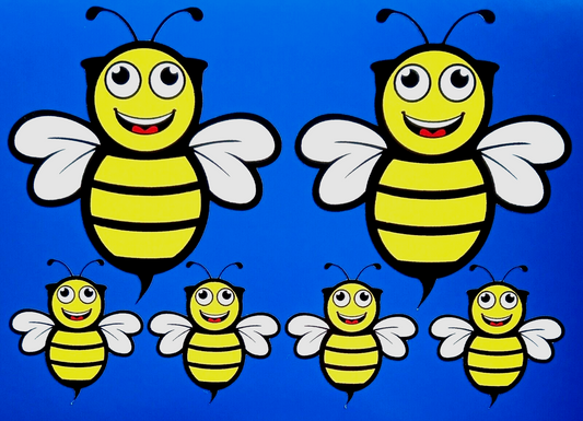 Bumble Bee Vinyl Decal Stickers X 5 Smiley Bee Insects Bee Happy