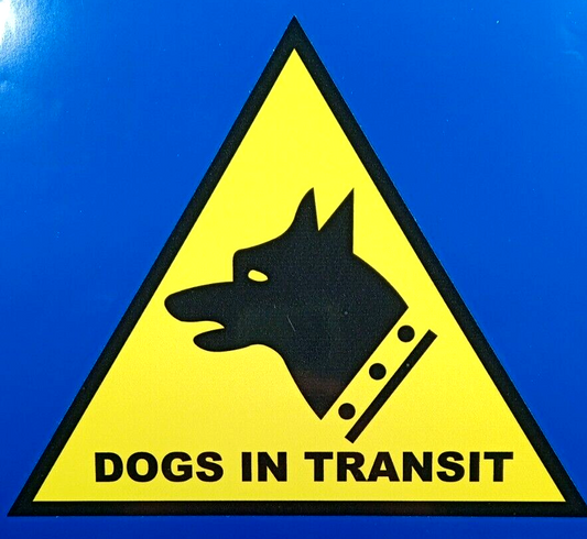 Dogs In Transit Stickers X 4 Large K9 Dog Warning Sign