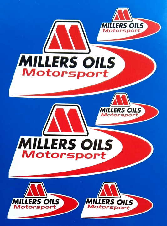 Millers Oils Motorsport Rally Vintage Racing Decal Vinyl Stickers