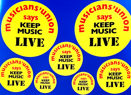 Musicians Union 'Keep Music Live' Vinyl Decal Stickers 1970