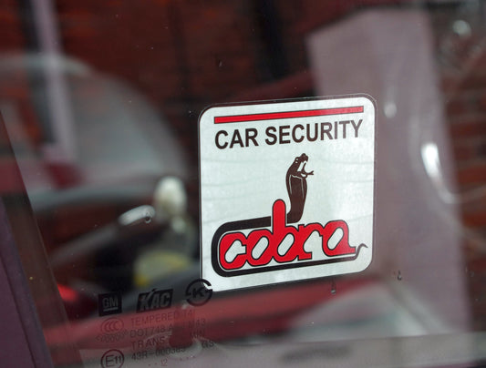 Cobra Reverse printed / Internal fit Car Immobiliser Alarm Stickers 70mm