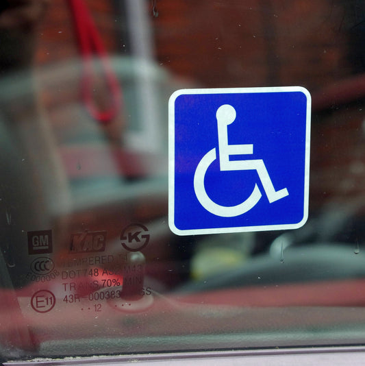 Disabled Reverse Printed Disability Car & Window Vinyl Stickers 50mm