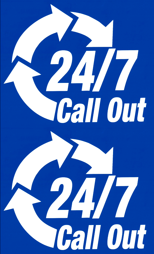 24/7 Call Out vinyl stickers 200mm