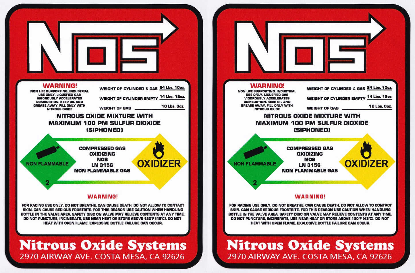 NOS Systems Decal Vinyl Stickers 150mm