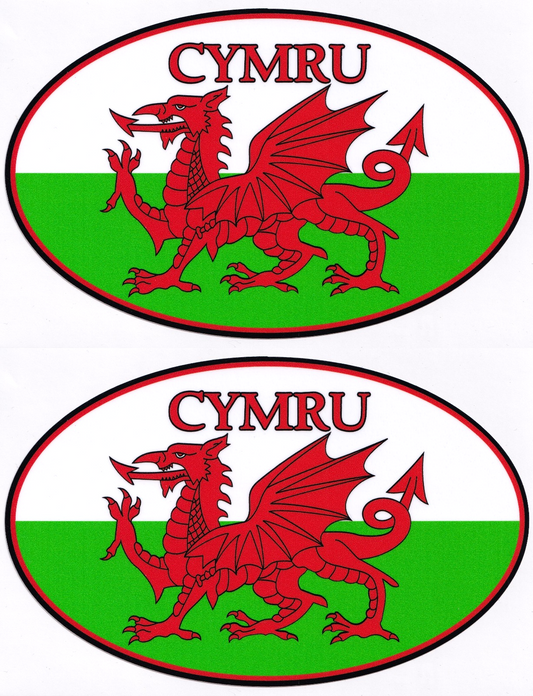 Cymru welsh dragon flag Wales vinyl stickers laminated 180mm