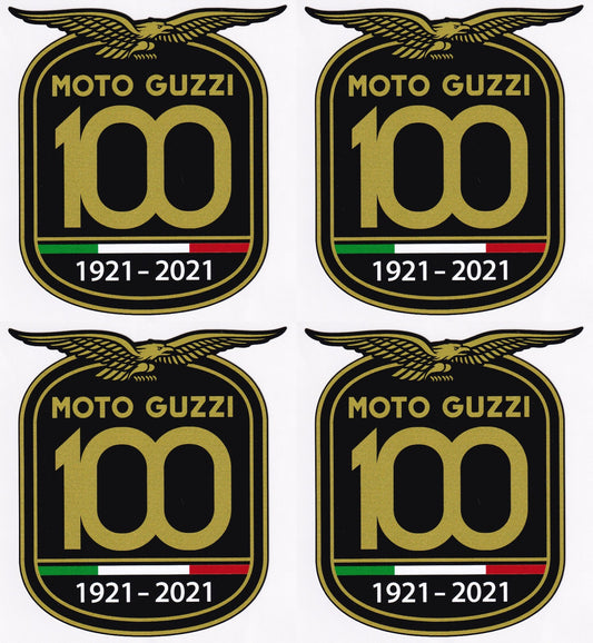 4x....80MM X 100MM MOTO GUZZI 1921-2021 CLASSIC MOTORCYCLE VINYL STICKERS