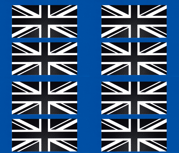 Carbon fibre effect union jack flag vinyl stickers UK GB 100mm