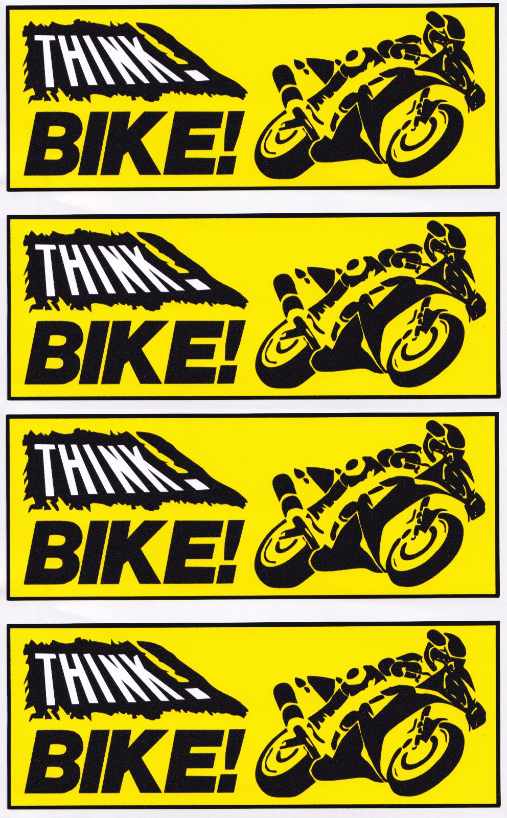 Think bike stickers motorbike safety / awareness internal fit 150mm