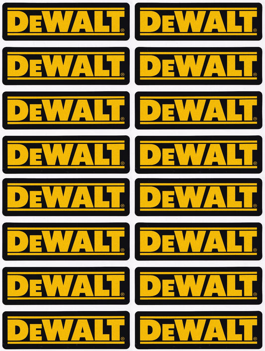 Dewalt tools car workshop toolbox garage vinyl stickers yellow text 70mm
