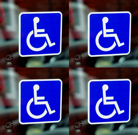 Blue badge holder mobility car stickers reverse printed / internal fit 100mm