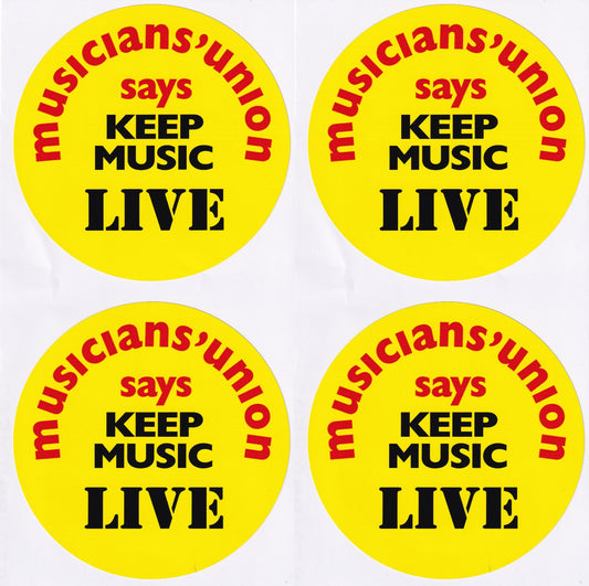 Musicians union keep music live vinyl stickers 100mm