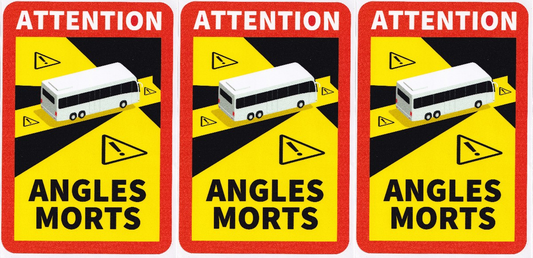 ANGLES MORTS French blind spot motorhome & camper laminated x 3 170mm