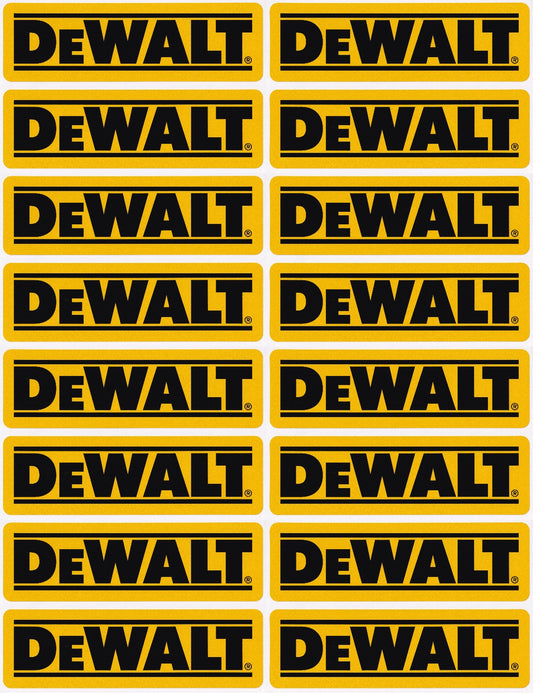 Dewalt tools car workshop toolbox garage vinyl stickers black text 70mm