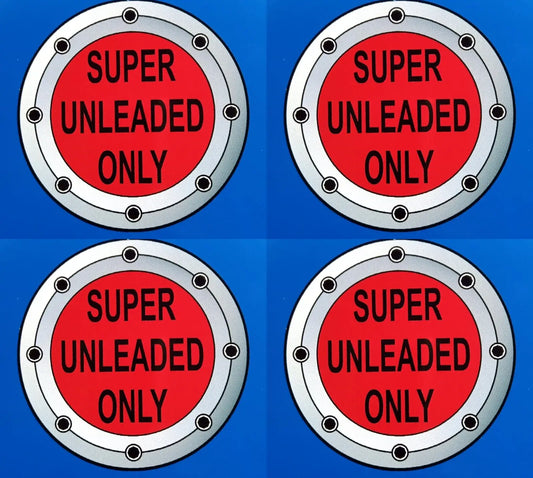 Fuel Filler Cap Flap ‘Super Unleaded Only ‘Decal Vinyl Sticker Laminated 100mm