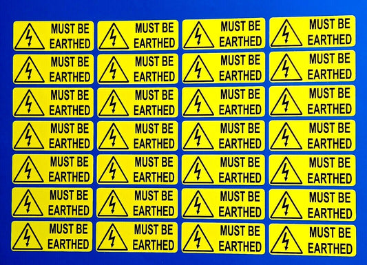 Must Be Earthed Warning Vinyl Decal Sticker Health And Safety Warning Sign