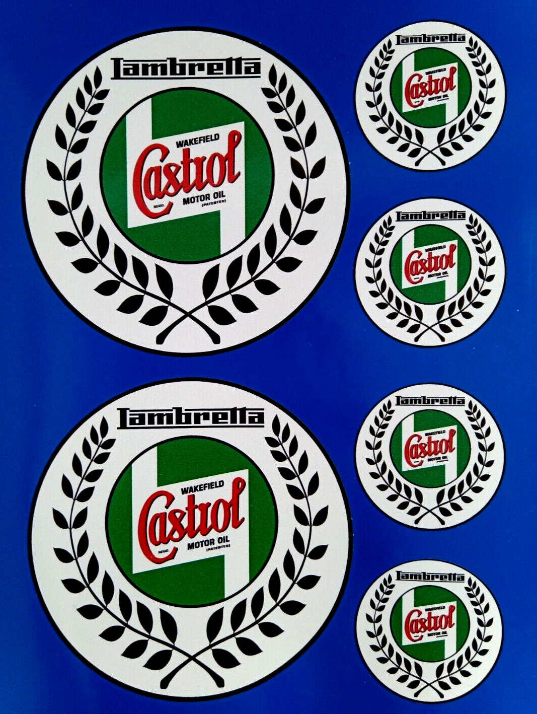 Lambretta Castrol Motor Oil Wakefield Scooter Mod Vinyl Stickers X6